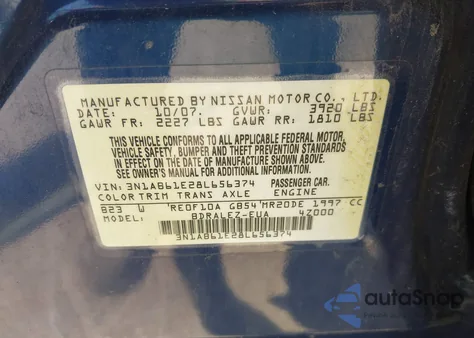 2008 Nissan Sentra 2.0S z USA, uszkodzony, nr VIN 3N1AB61E28L656374